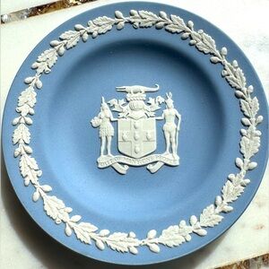 SOLD Wedgwood Blue Jasperware Liverpool Ring Tray Out of Many One People